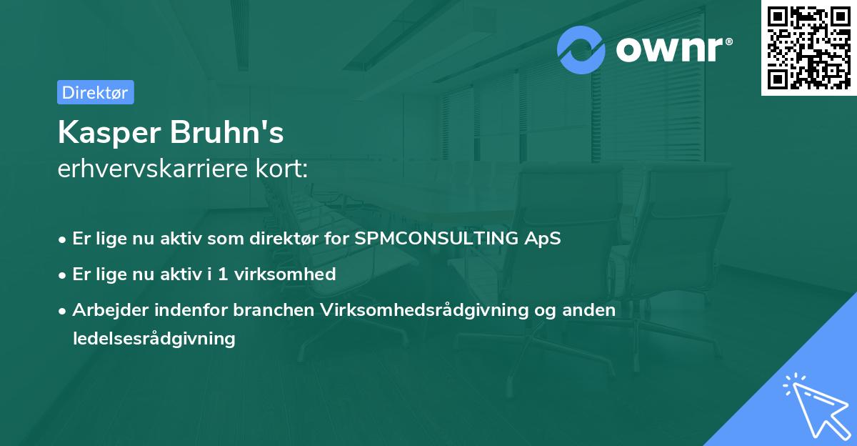 Kasper Bruhn's erhvervskarriere kort