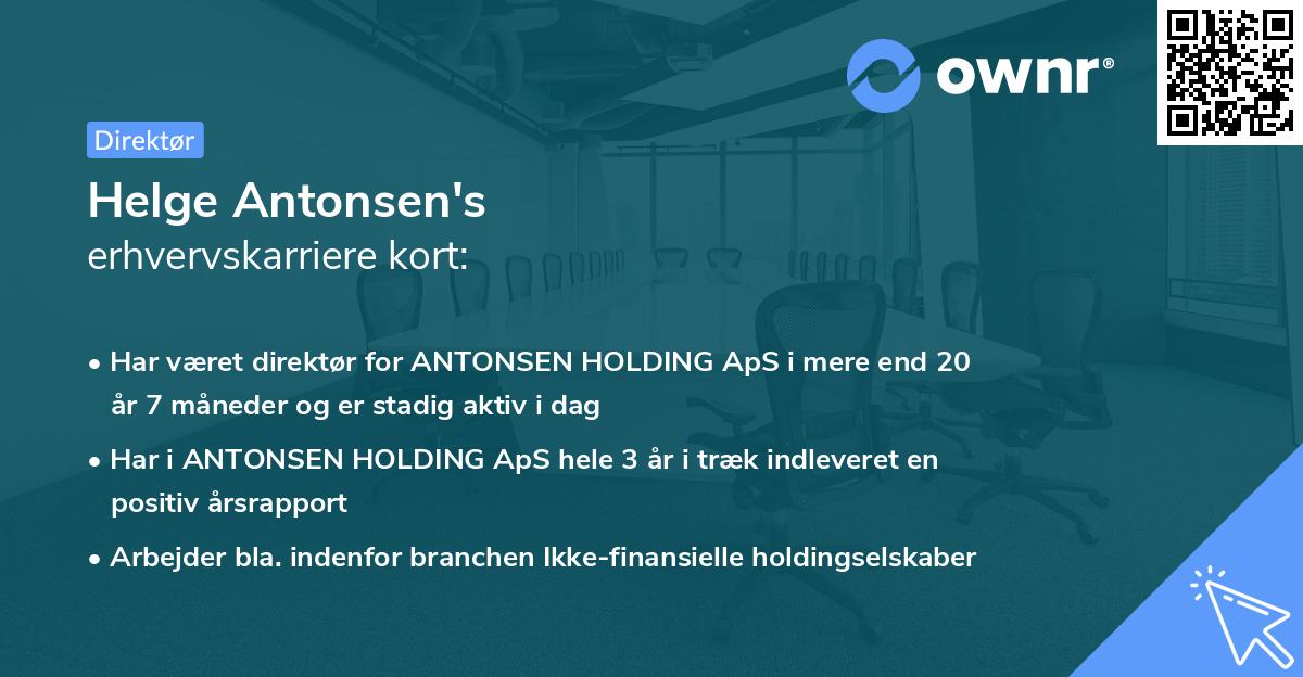 Helge Antonsen's erhvervskarriere kort