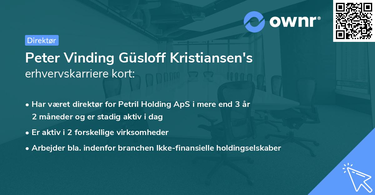 Peter Vinding Güsloff Kristiansen's erhvervskarriere kort