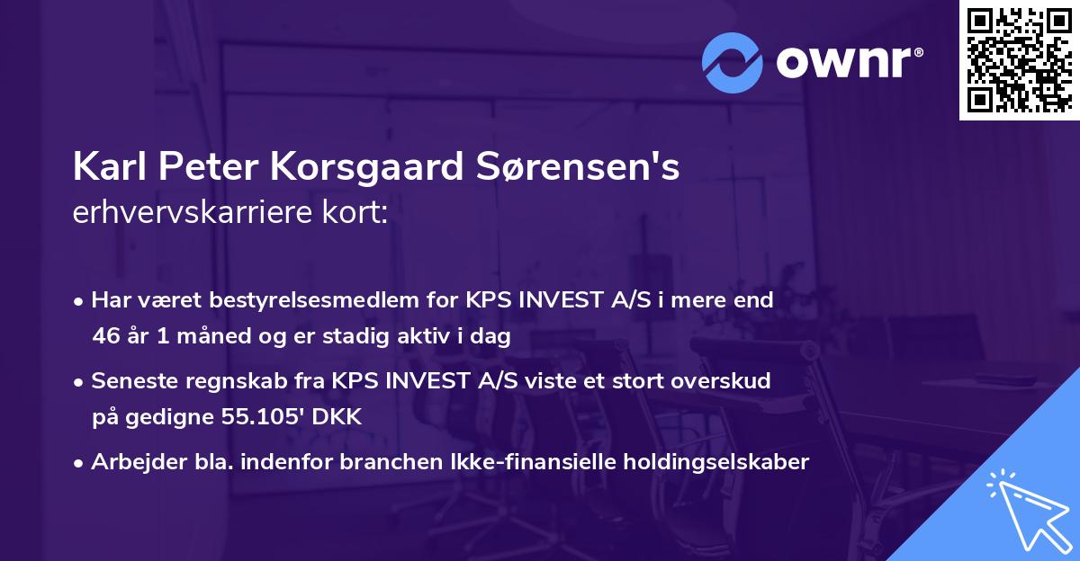 Karl Peter Korsgaard Sørensen's erhvervskarriere kort