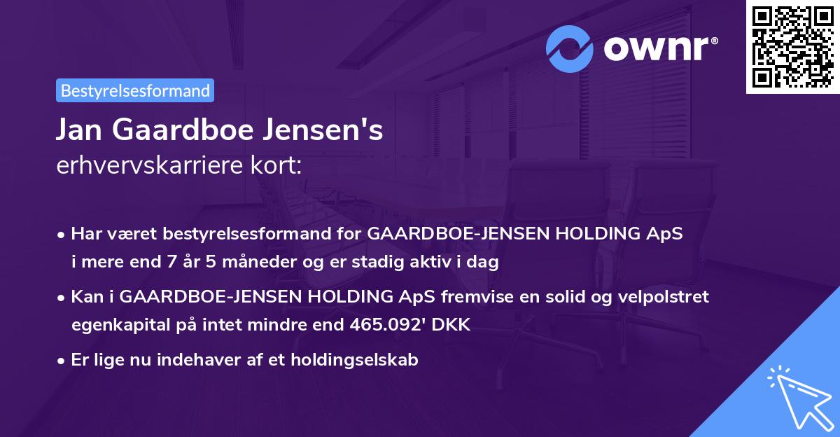 Jan Gaardboe Jensen's erhvervskarriere kort