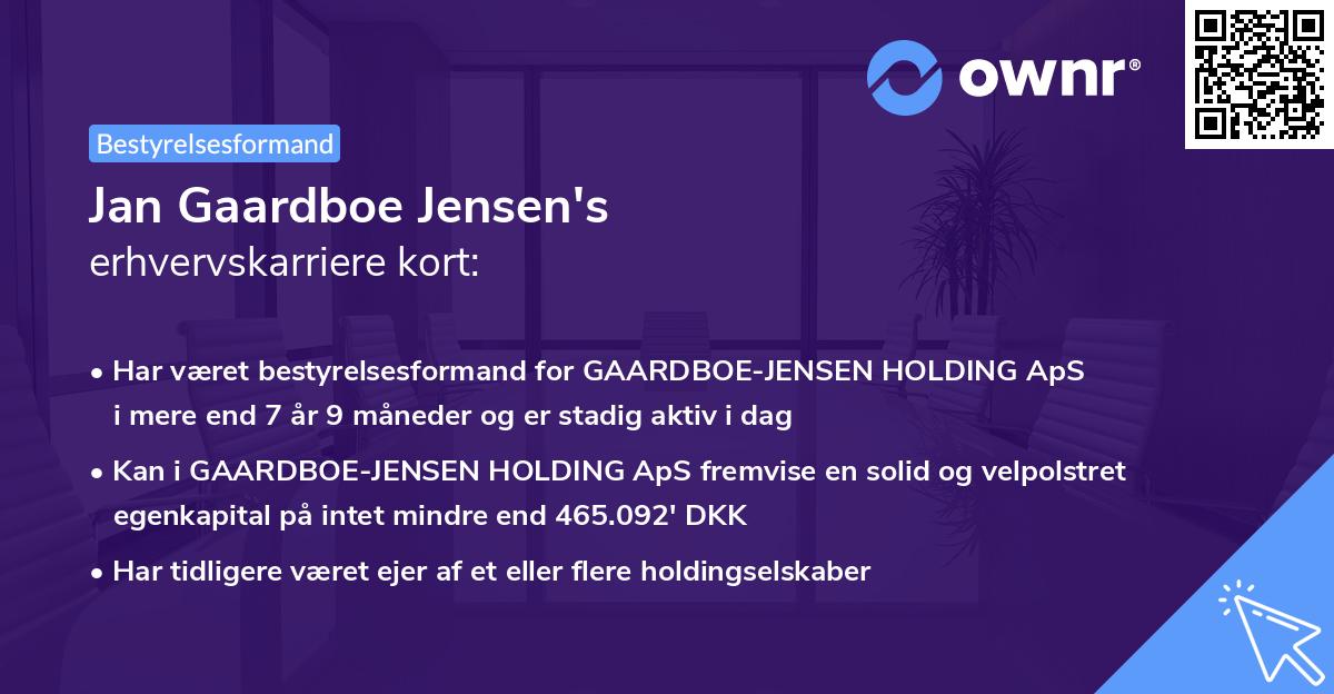 Jan Gaardboe Jensen's erhvervskarriere kort