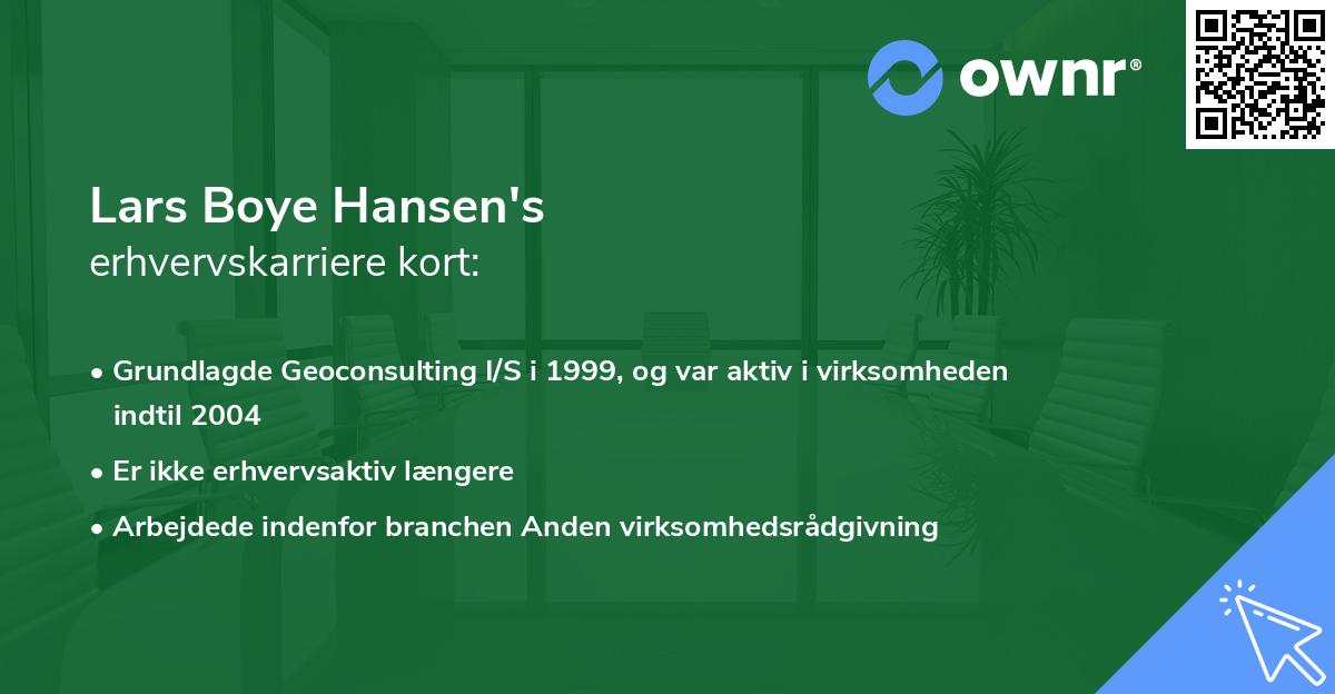 Lars Boye Hansen's erhvervskarriere kort