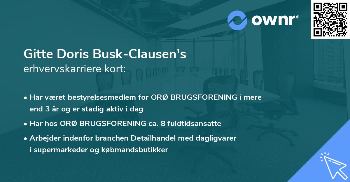 Gitte Doris Busk-Clausen's erhvervskarriere kort