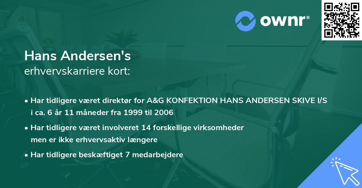 Hans Andersen's erhvervskarriere kort