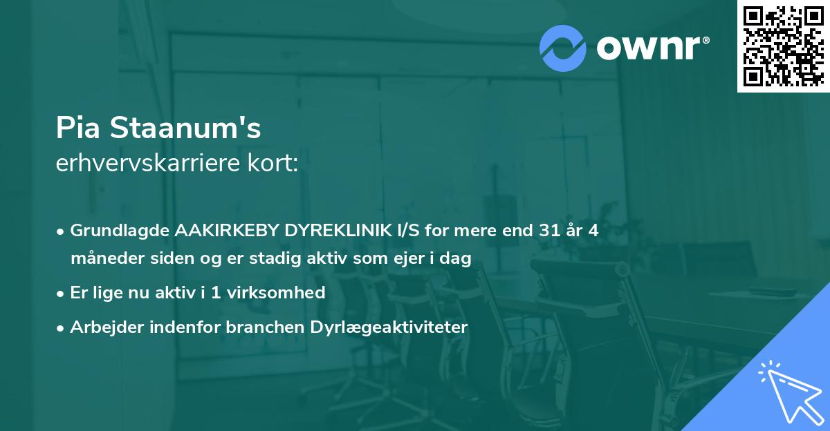 Pia Staanum's erhvervskarriere kort