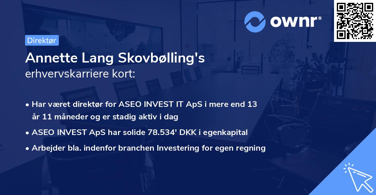 Annette Lang Skovbølling's erhvervskarriere kort