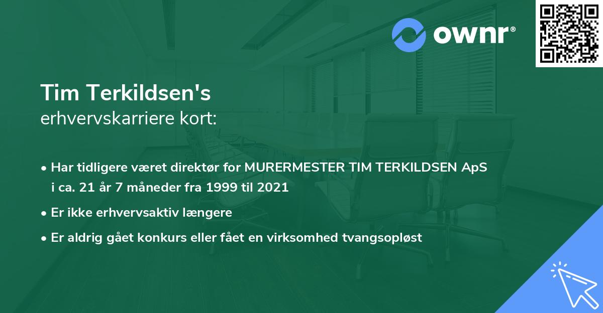 Tim Terkildsen's erhvervskarriere kort