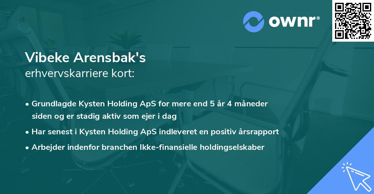 Vibeke Arensbak's erhvervskarriere kort