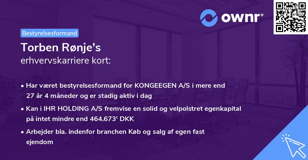 Torben Rønje's erhvervskarriere kort
