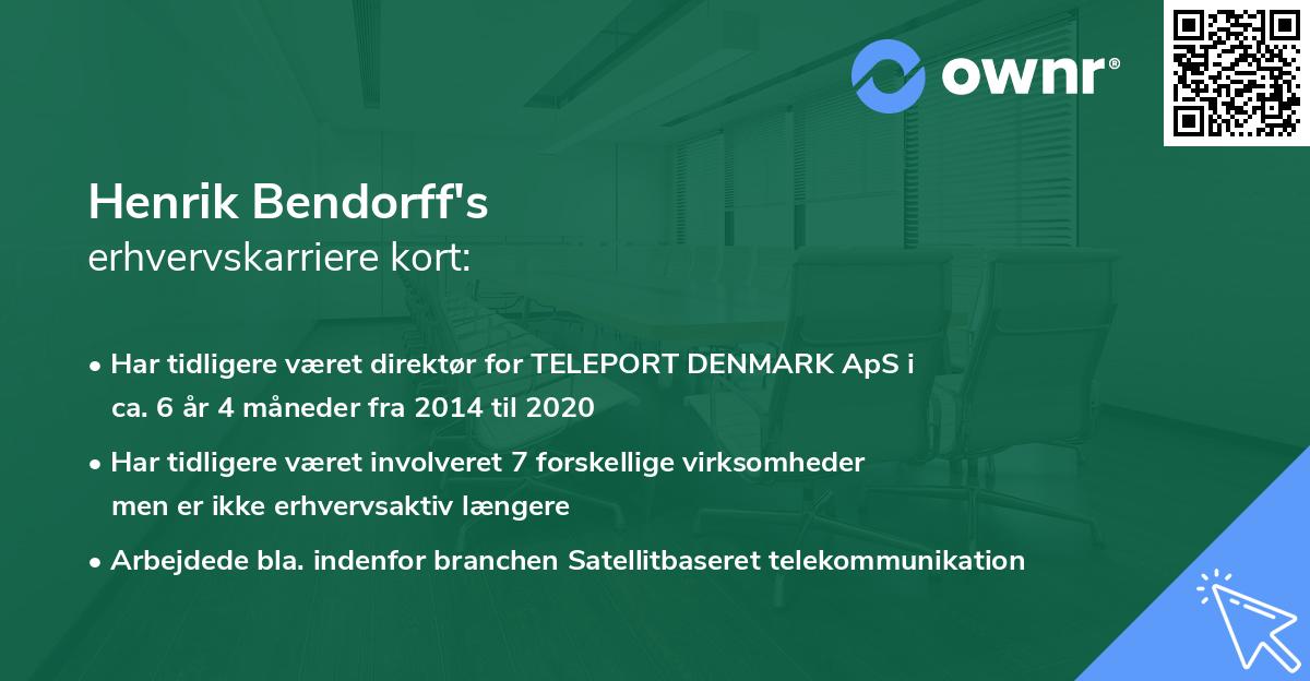 Henrik Bendorff's erhvervskarriere kort