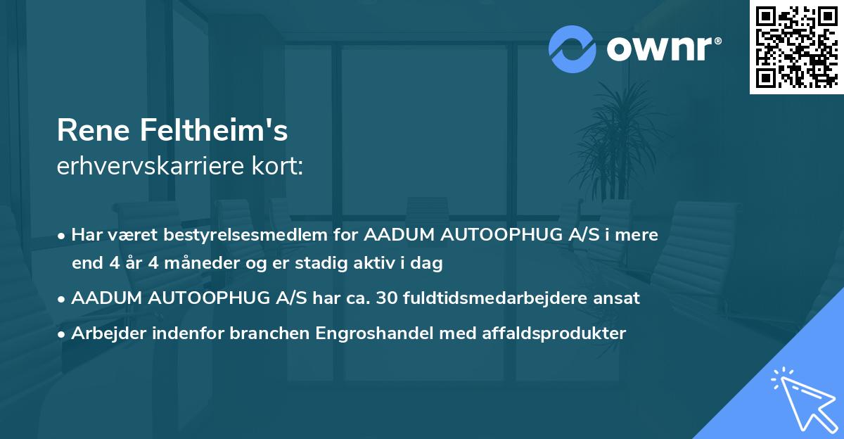 Rene Feltheim's erhvervskarriere kort
