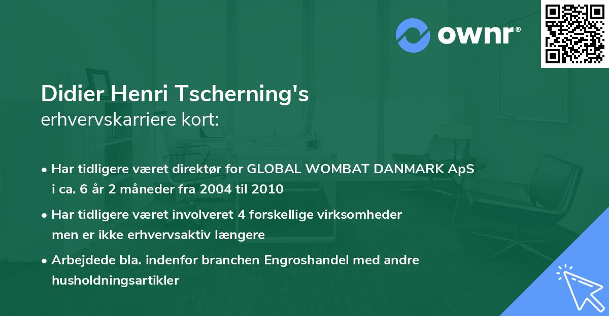 Didier Henri Tscherning's erhvervskarriere kort