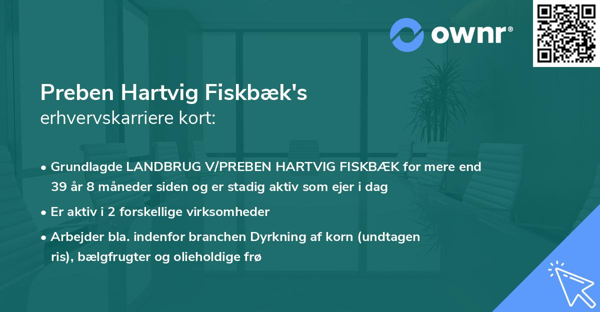 Preben Hartvig Fiskbæk's erhvervskarriere kort