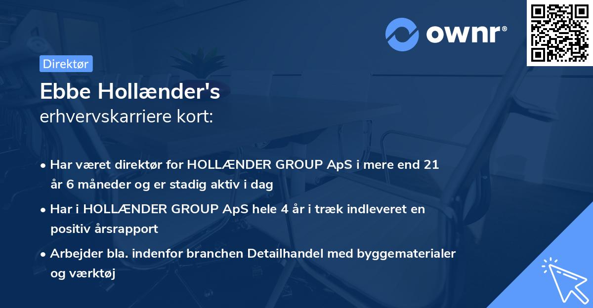 Ebbe Hollænder's erhvervskarriere kort
