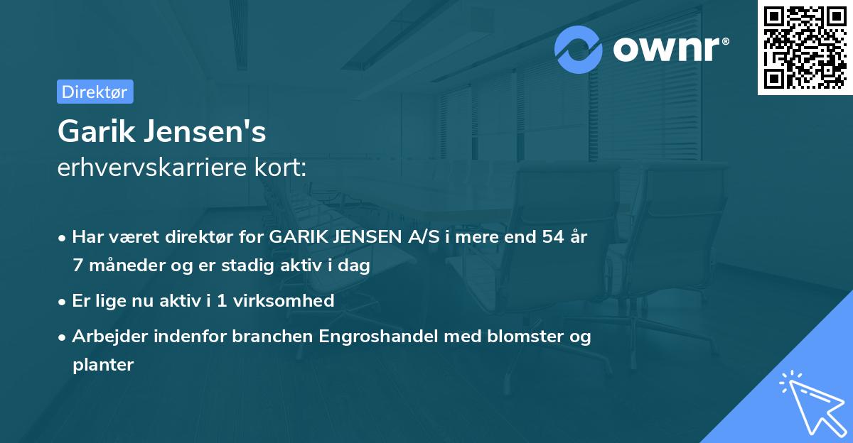 Garik Jensen's erhvervskarriere kort