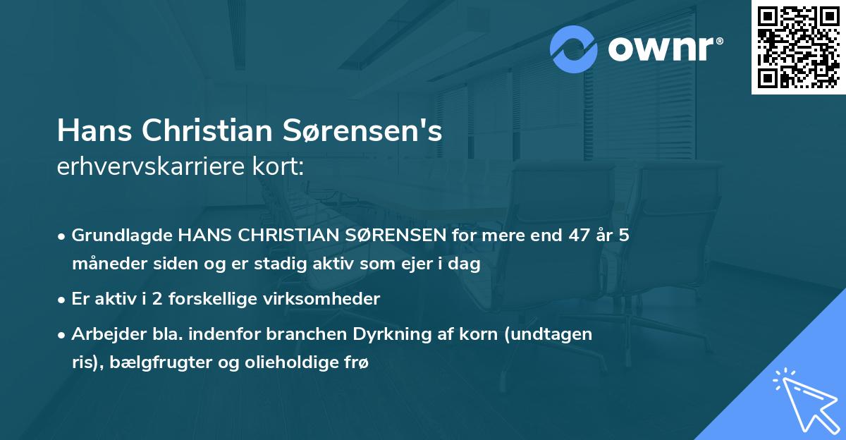 Hans Christian Sørensen's erhvervskarriere kort