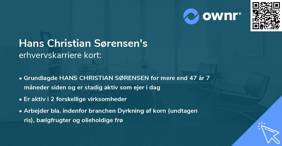 Hans Christian Sørensen's erhvervskarriere kort