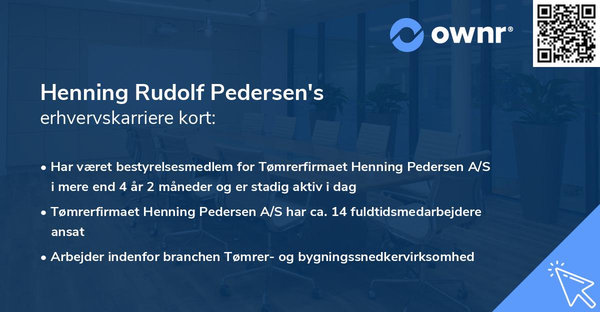 Henning Rudolf Pedersen's erhvervskarriere kort