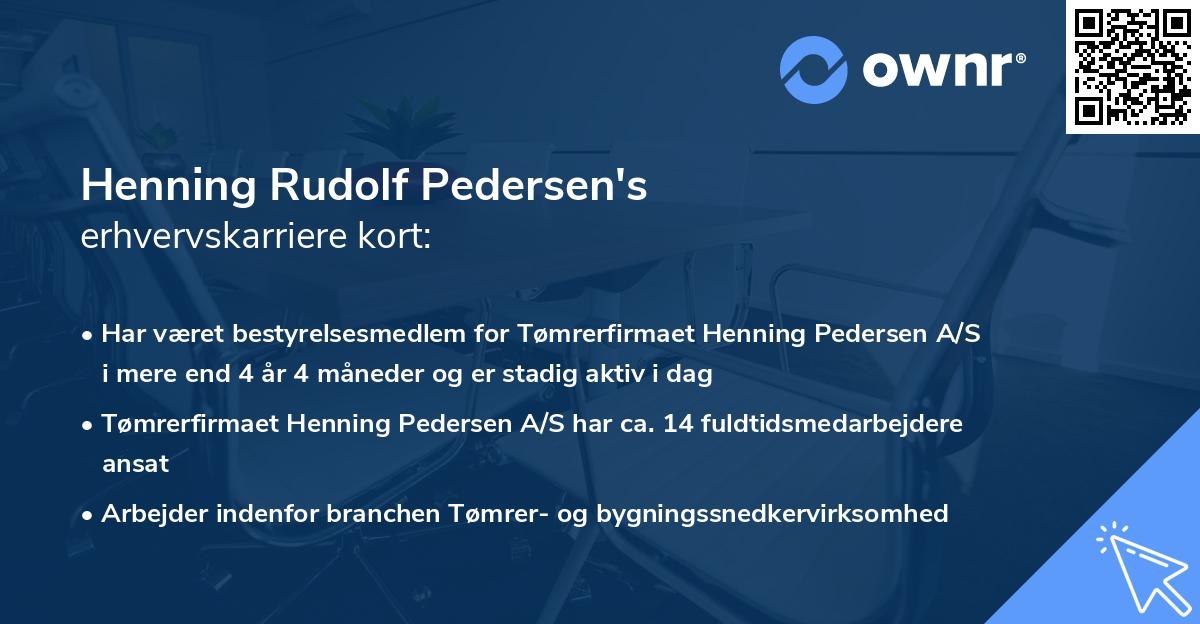 Henning Rudolf Pedersen's erhvervskarriere kort