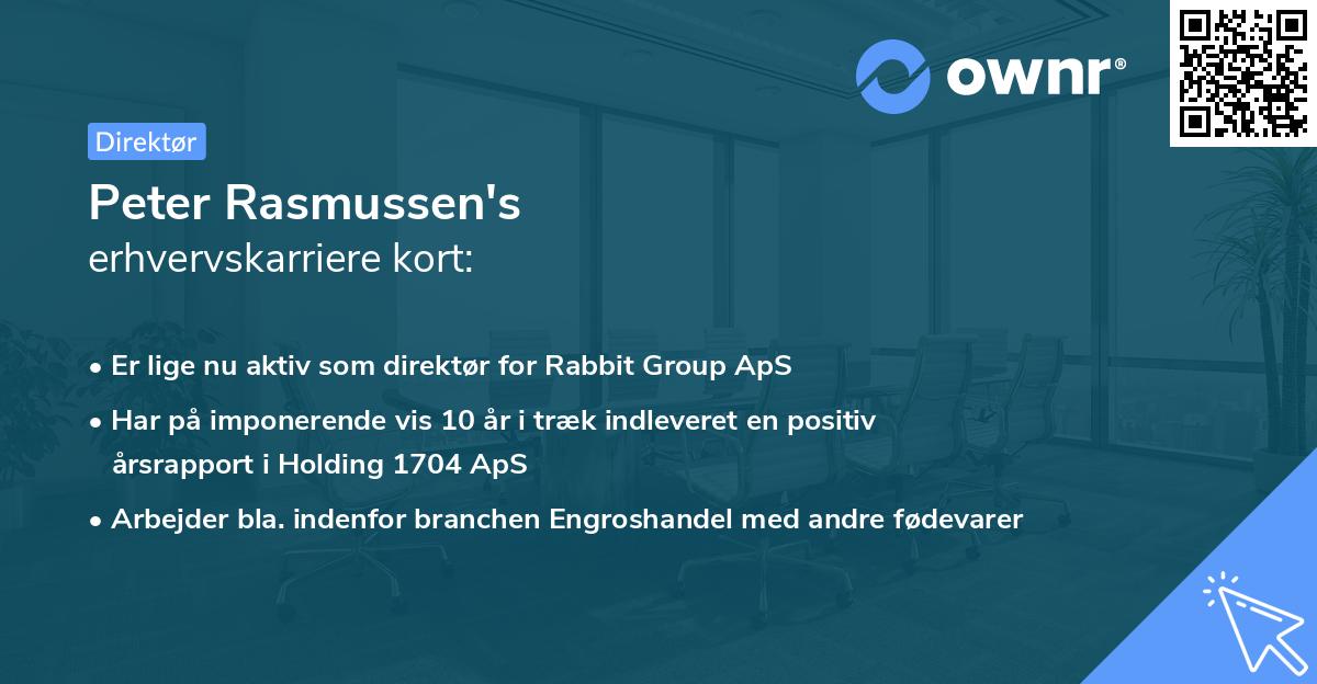 Peter Rasmussen's erhvervskarriere kort