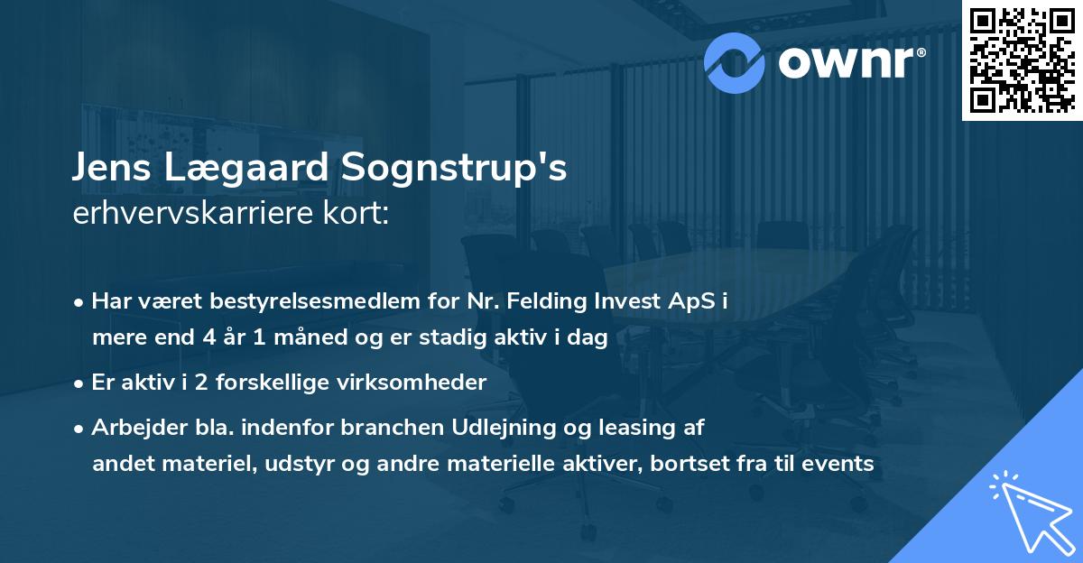 Jens Lægaard Sognstrup's erhvervskarriere kort
