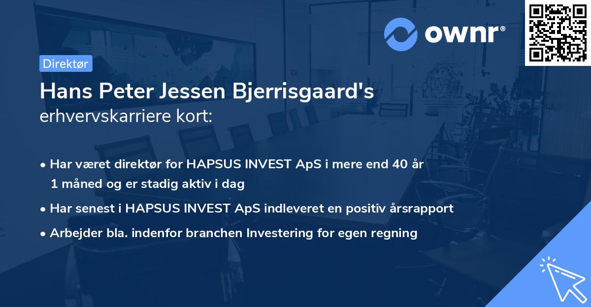 Hans Peter Jessen Bjerrisgaard's erhvervskarriere kort