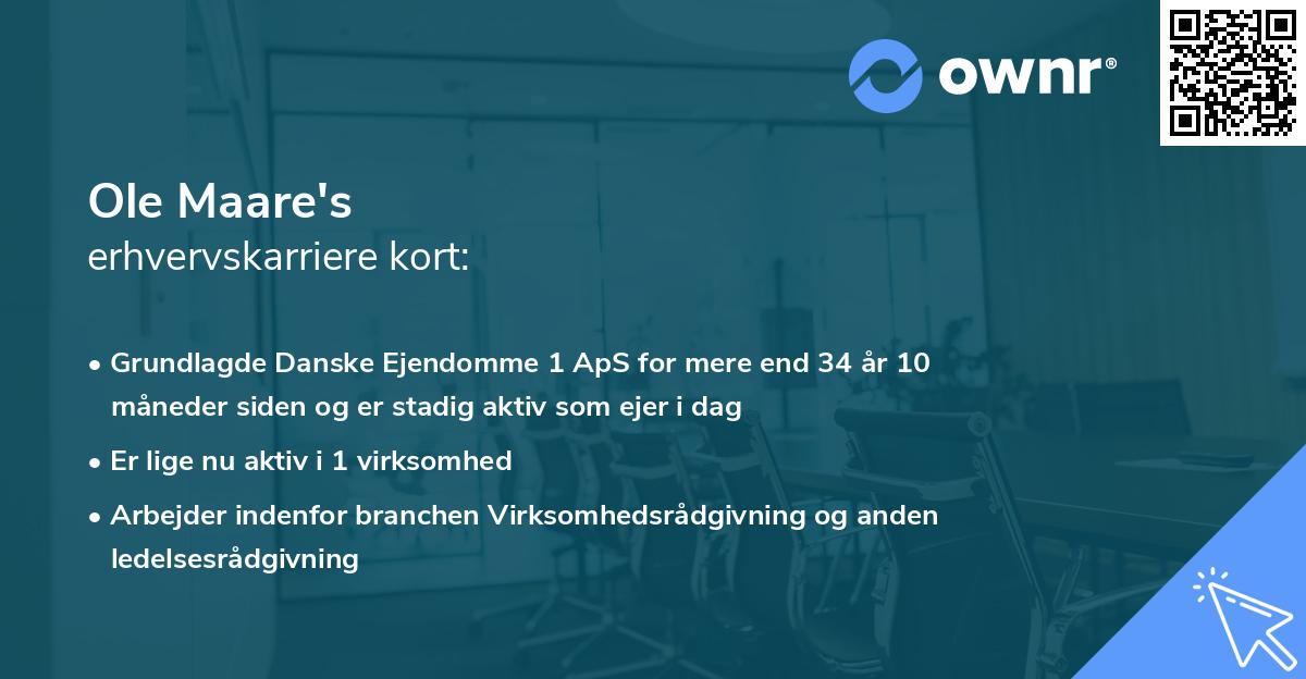 Ole Maare's erhvervskarriere kort