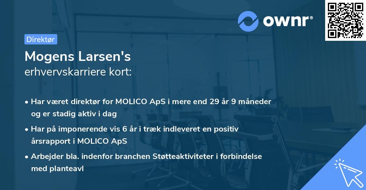 Mogens Larsen's erhvervskarriere kort