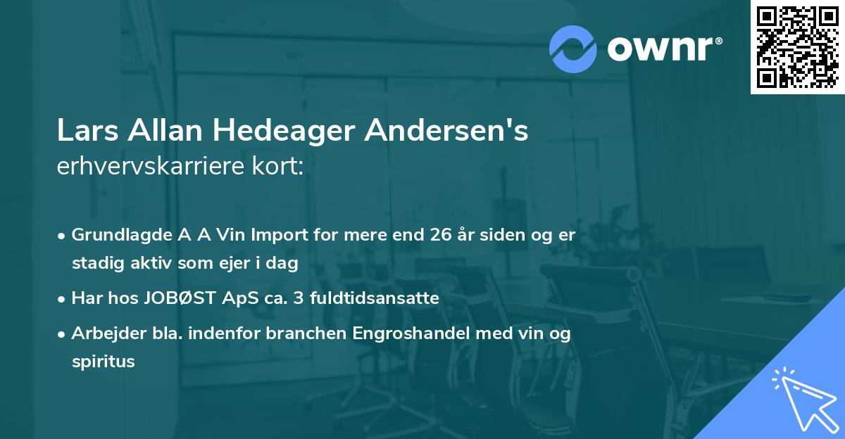 Lars Allan Hedeager Andersen's erhvervskarriere kort
