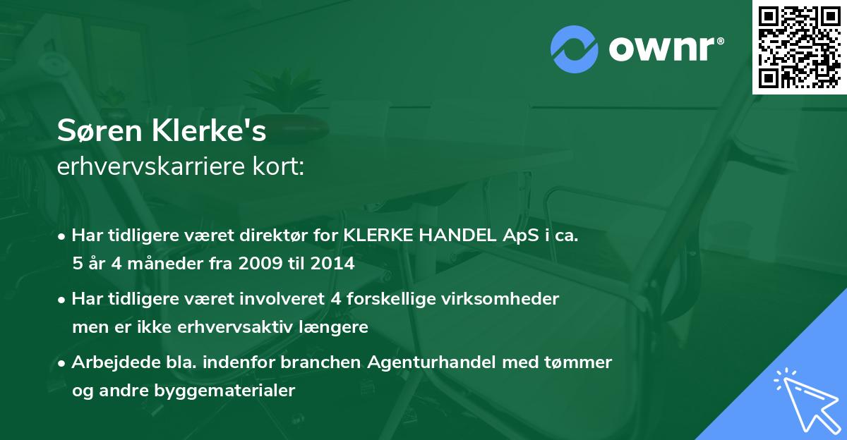Søren Klerke's erhvervskarriere kort