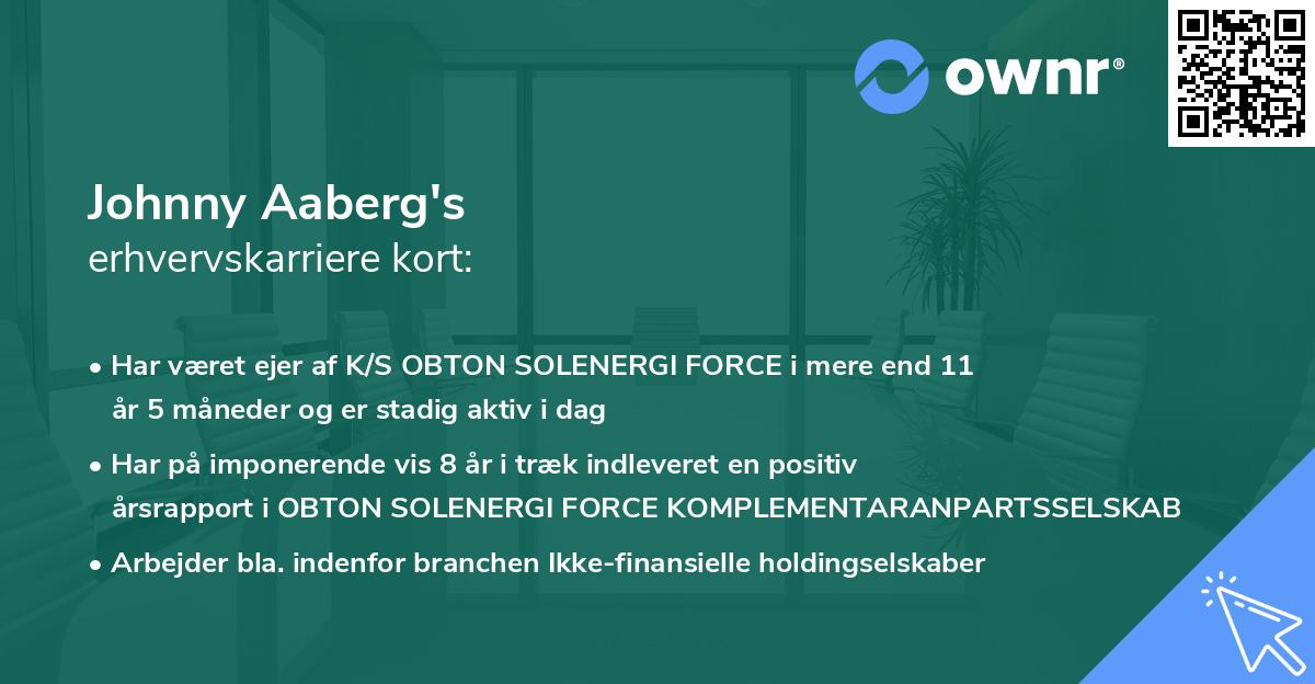 Johnny Aaberg's erhvervskarriere kort