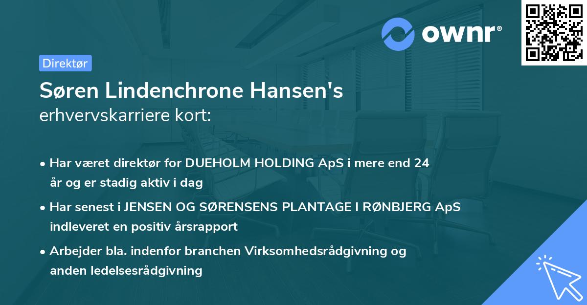 Søren Lindenchrone Hansen's erhvervskarriere kort