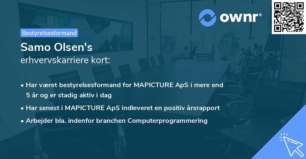 Samo Olsen's erhvervskarriere kort