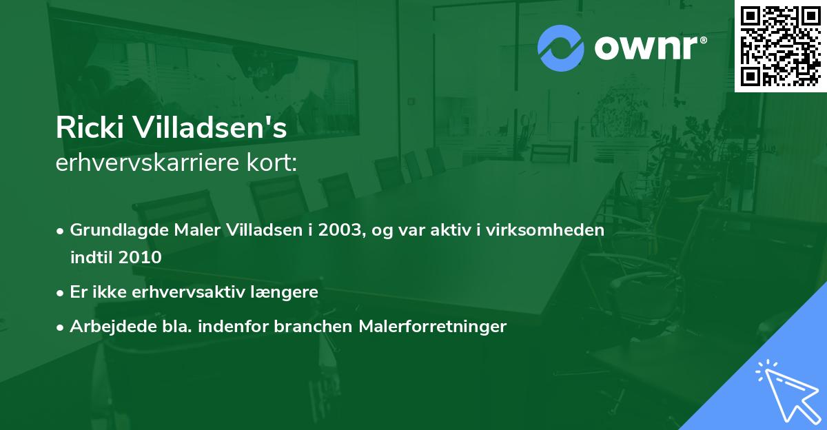 Ricki Villadsen's erhvervskarriere kort
