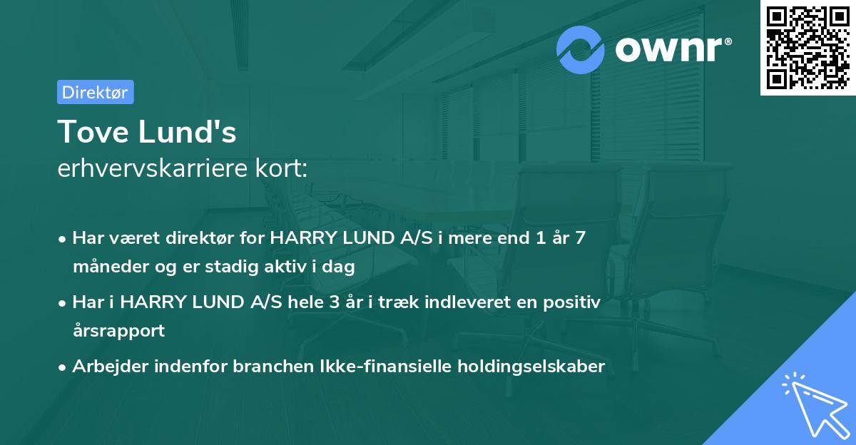 Tove Lund's erhvervskarriere kort