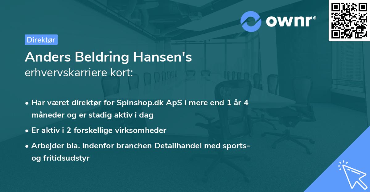 Anders Beldring Hansen's erhvervskarriere kort