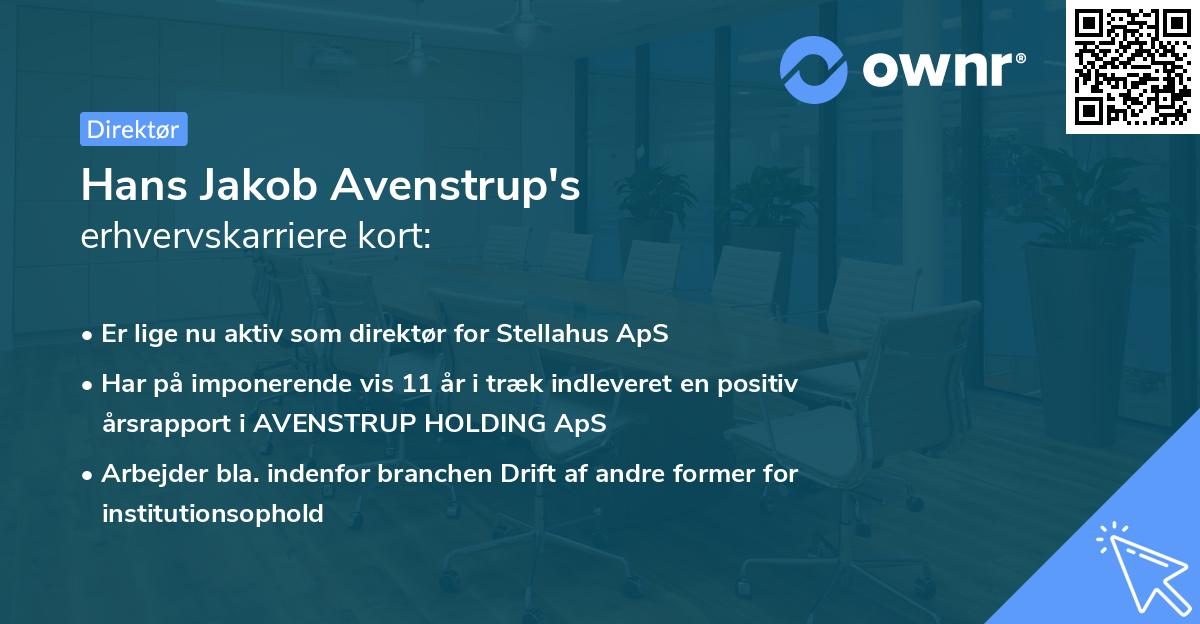 Hans Jakob Avenstrup's erhvervskarriere kort