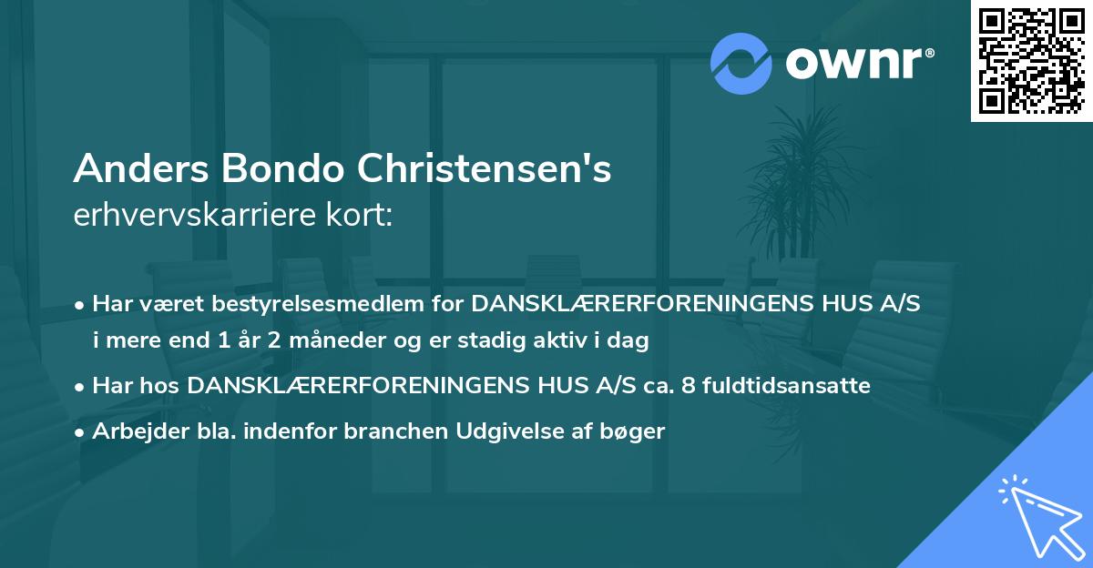 Anders Bondo Christensen's erhvervskarriere kort