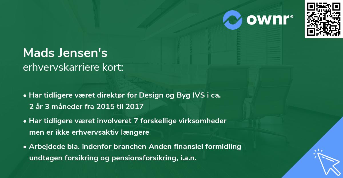 Mads Jensen's erhvervskarriere kort
