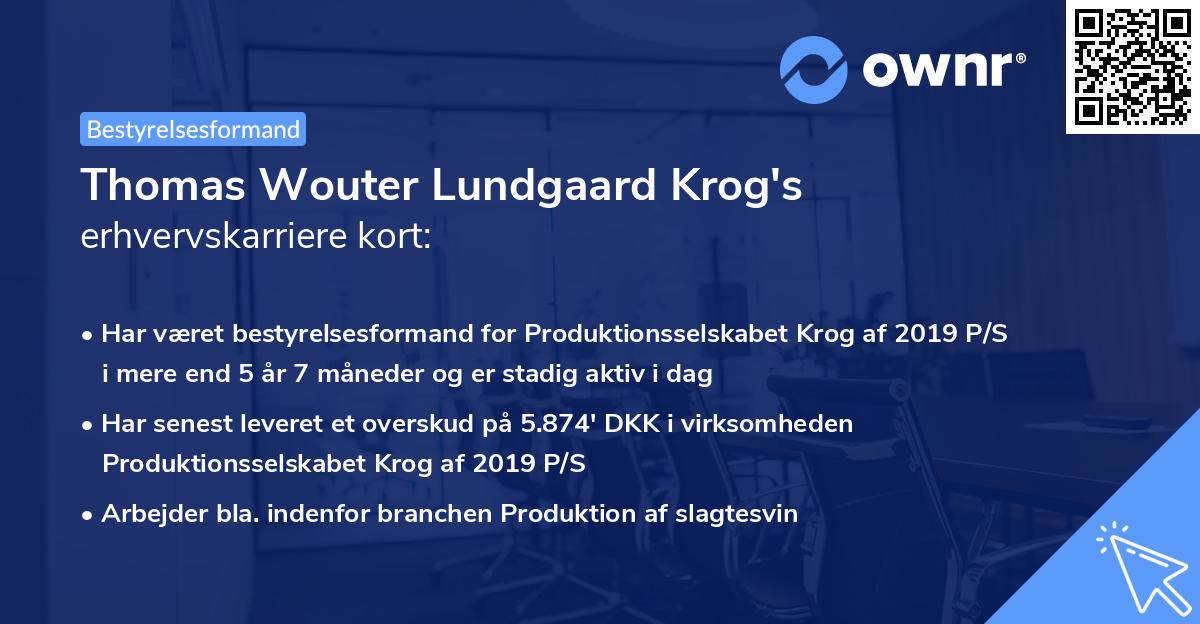 Thomas Wouter Lundgaard Krog's erhvervskarriere kort