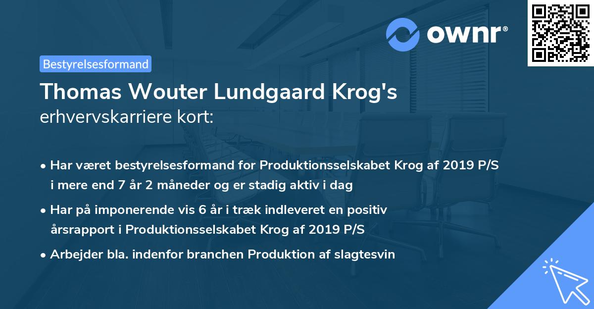 Thomas Wouter Lundgaard Krog's erhvervskarriere kort