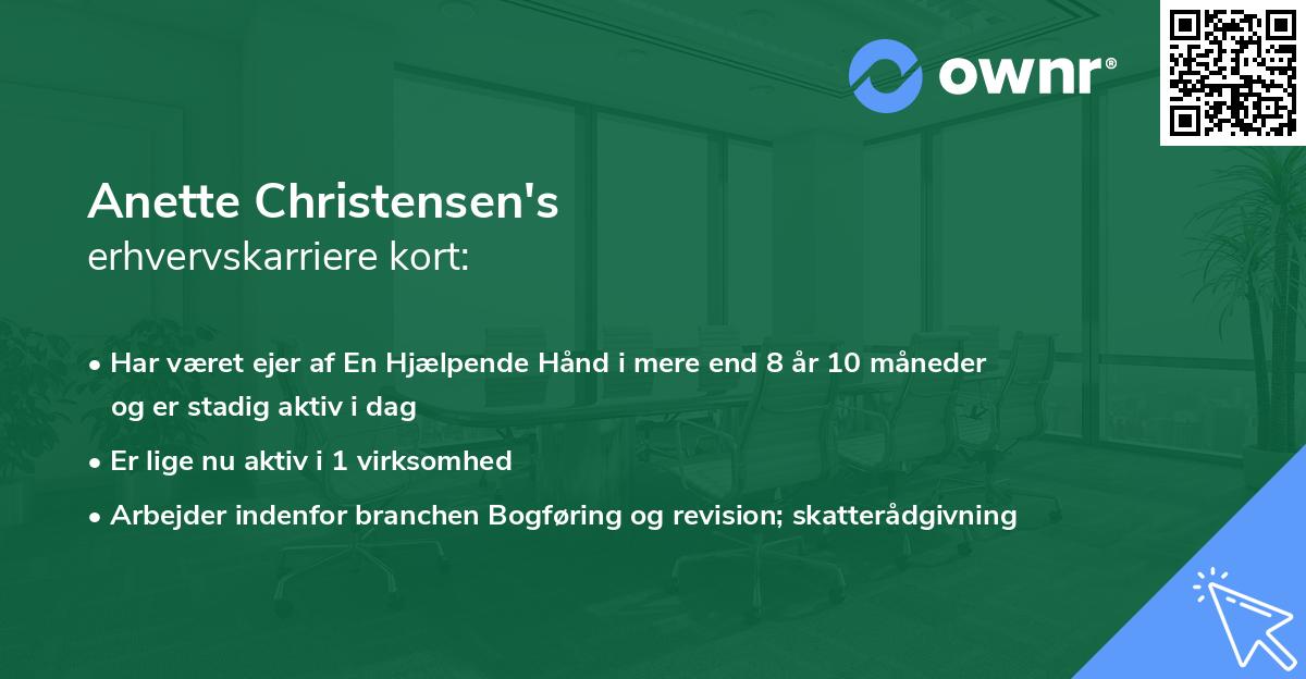 Anette Christensen's erhvervskarriere kort