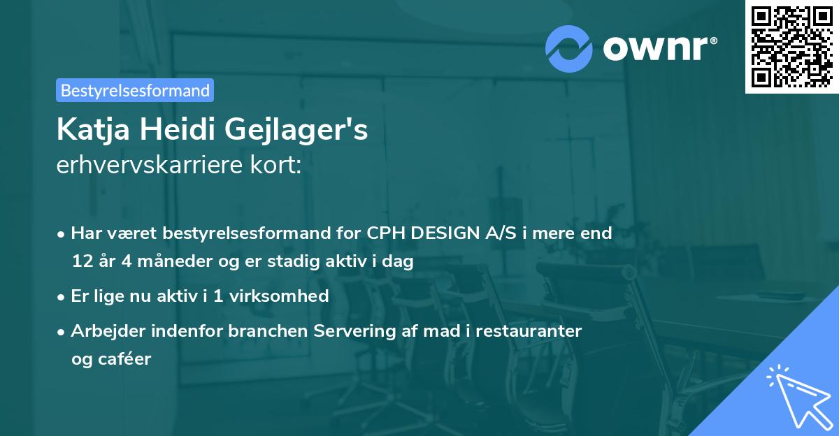 Katja Heidi Gejlager's erhvervskarriere kort