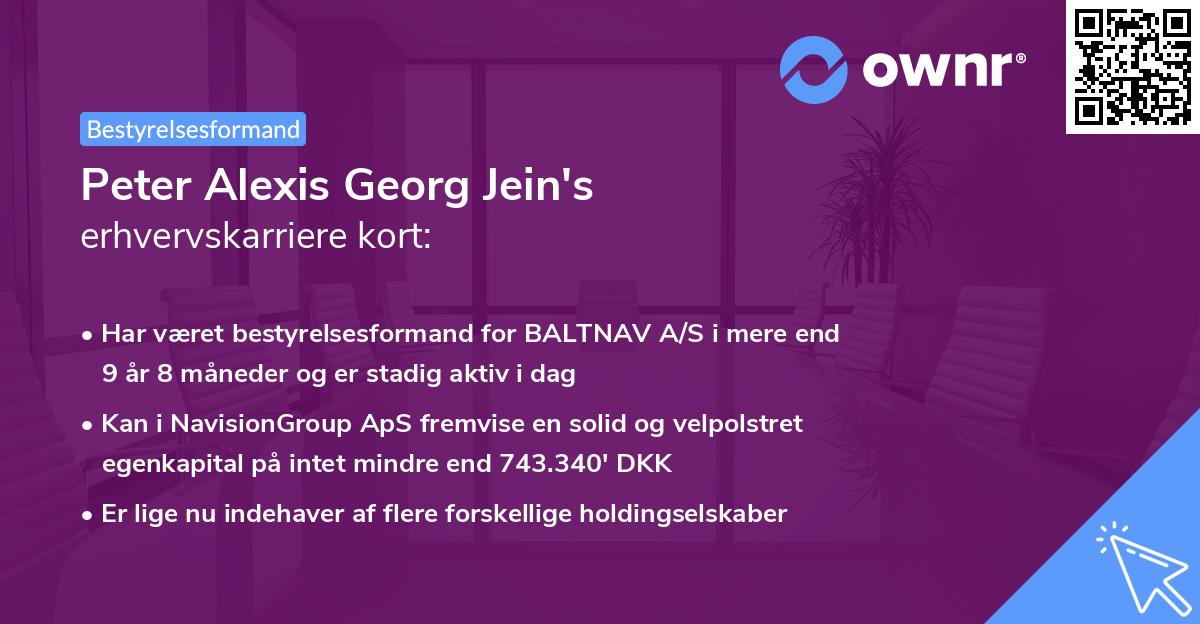 Peter Alexis Georg Jein's erhvervskarriere kort