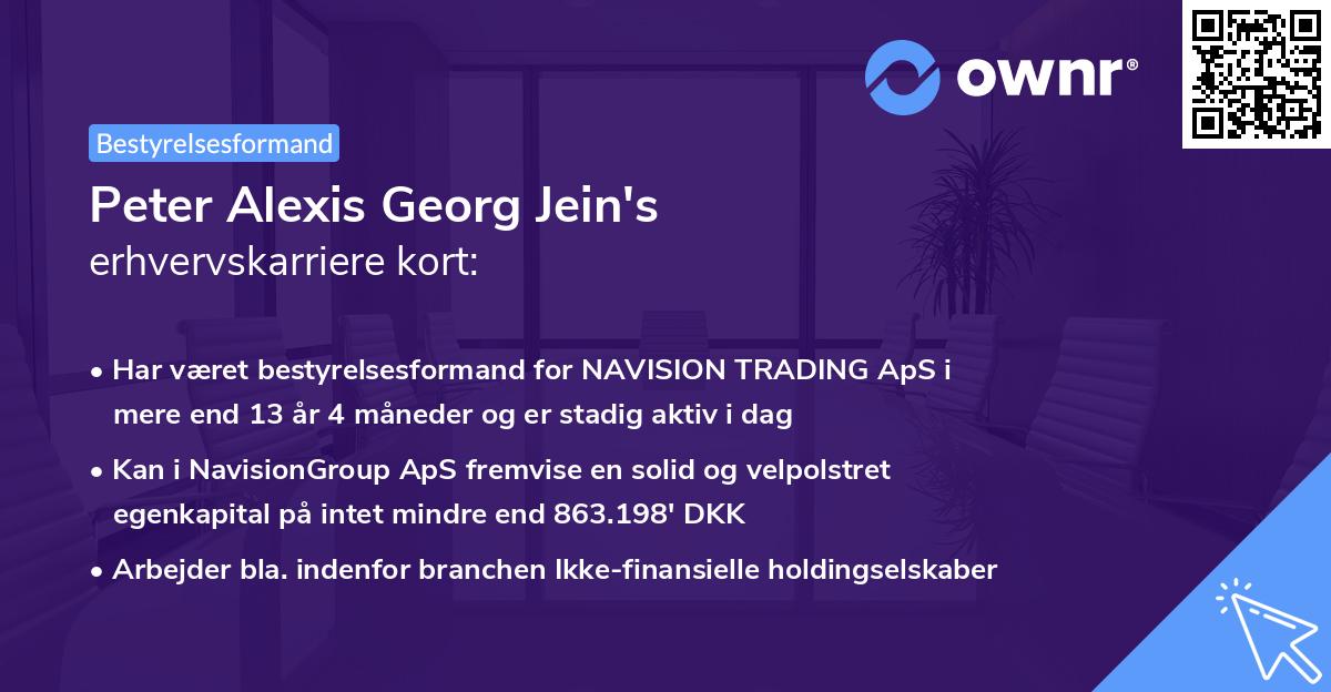 Peter Alexis Georg Jein's erhvervskarriere kort