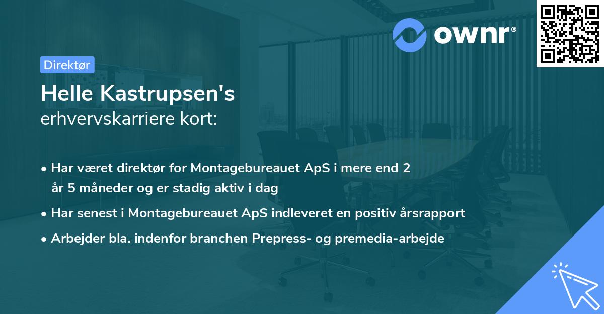 Helle Kastrupsen's erhvervskarriere kort