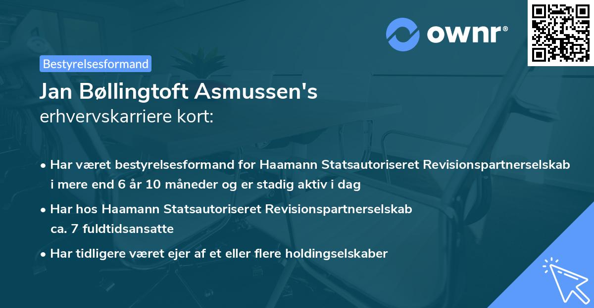 Jan Bøllingtoft Asmussen's erhvervskarriere kort