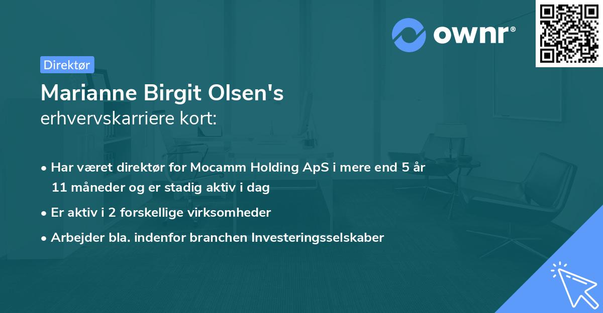 Marianne Birgit Olsen's erhvervskarriere kort