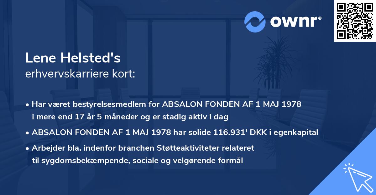 Lene Helsted's erhvervskarriere kort